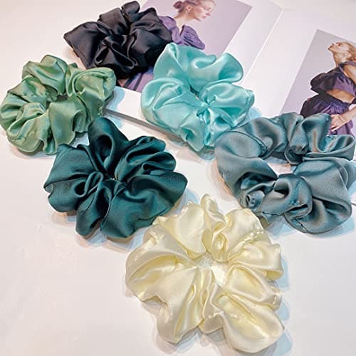 6-Piece Satin Silk Scrunchies for Big Hair | No Harm to Hair Ponytail Holders