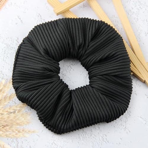 Big, Soft Scrunchies for Thick Hair - 6PCS, Black, Coffee, Off White, Pink, Purple, Khaki