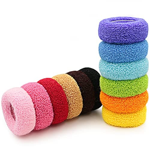 Large Terry Cloth Hair Scrunchies for Thick Hair