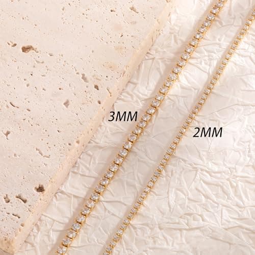 14K Gold/Silver Risamil Tennis Choker Necklace for Women