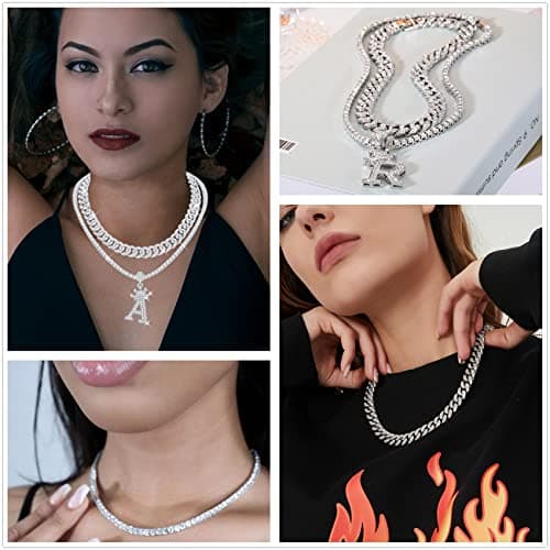 Honsny 18K Gold Plated Miami Cuban Link Chain Bling Diamond Necklace Gift