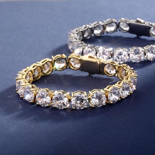 JINAO 14K Gold Plated 5A+ CZ Diamond Tennis Bracelet for Men & Women