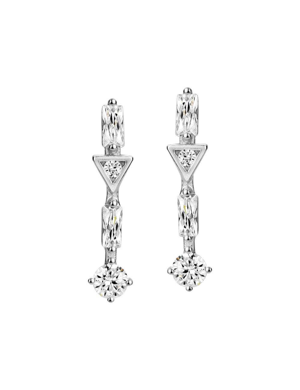 Michooyel S925 CZ Baguette Stud Earrings for Women