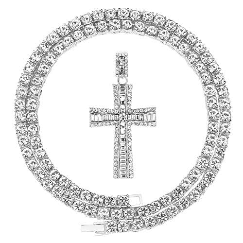 HH Bling Empire Diamond Cross Pendant Necklace 24 Inch
