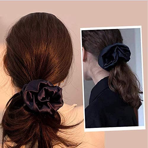 LilySilk 6A Grade Mulberry Silk Scrunchies Set - Black