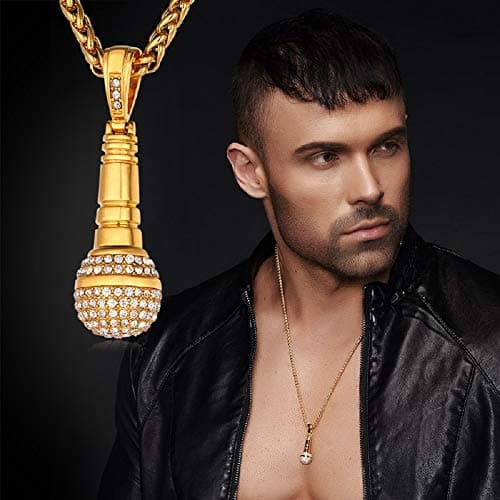 Stainless Steel 18K Gold Plated Rock Music Necklace Adjustable Chain Men Women Teens