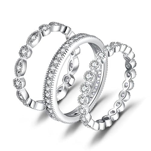 JewelryPalace 14K Gold Plated 925 Sterling Silver Cubic Zirconia Promise Rings for Women