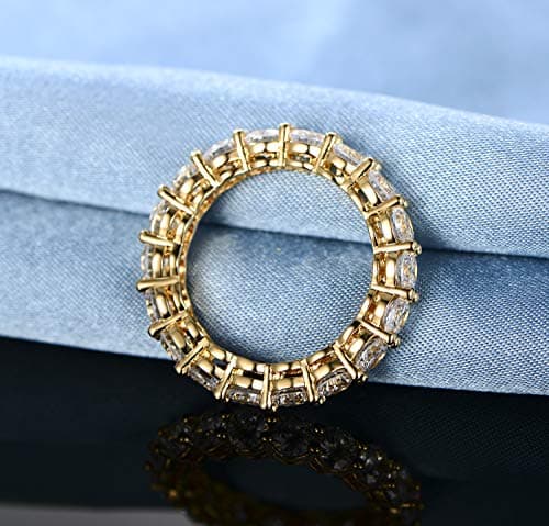 Gemsme 18K Yellow Gold Filled Cubic Zirconia Eternity Ring for Women Size 5-10