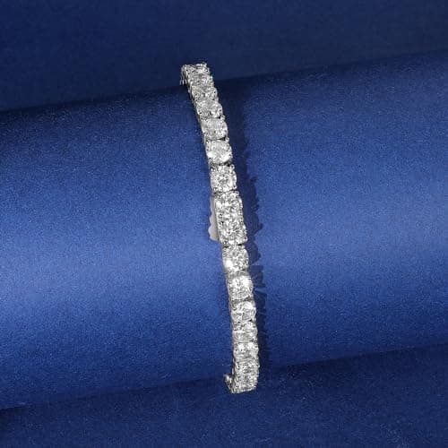 Gemsme 5mm CZ Tennis Bracelet, 18K White Gold Plated for Women and Men