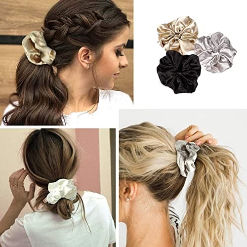 6-Piece Soft Satin Silk Scrunchies for Big Hair