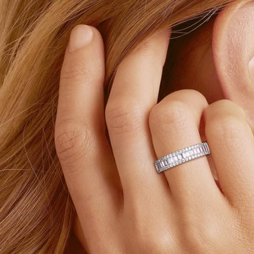 Elegant Sterling Silver Gemstone Wedding Band for Women and Men - Size 6 to 10