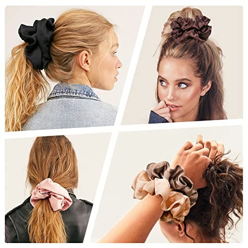 Big & Soft Silk Satin Scrunchies for Long Hair Girls