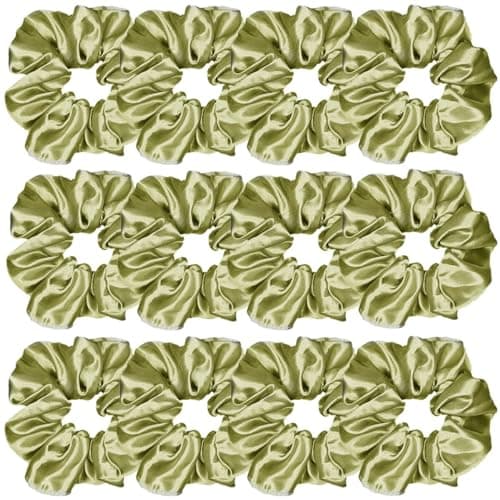 12 Pcs Satin Silk Hair Scrunchies for Women and Girls