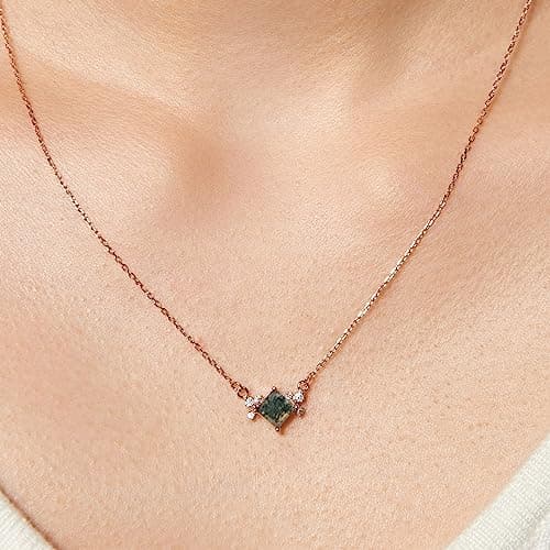 Natural Moss Agate Necklace for Women