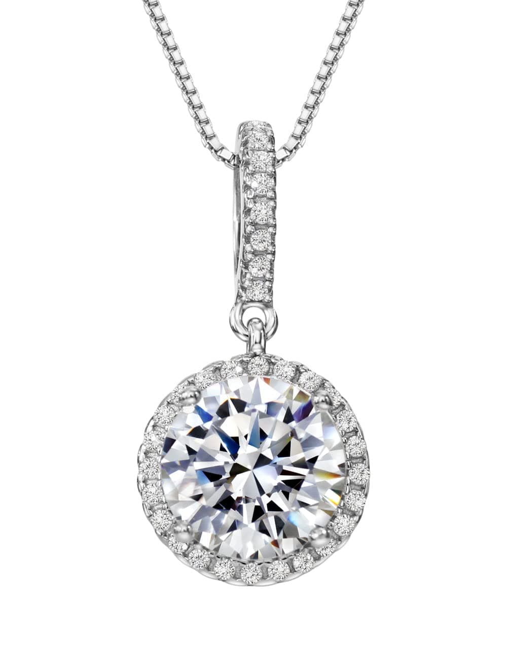 Refined Michooyel 925 Sterling Silver Cubic Zirconia Halo Pendant Necklace