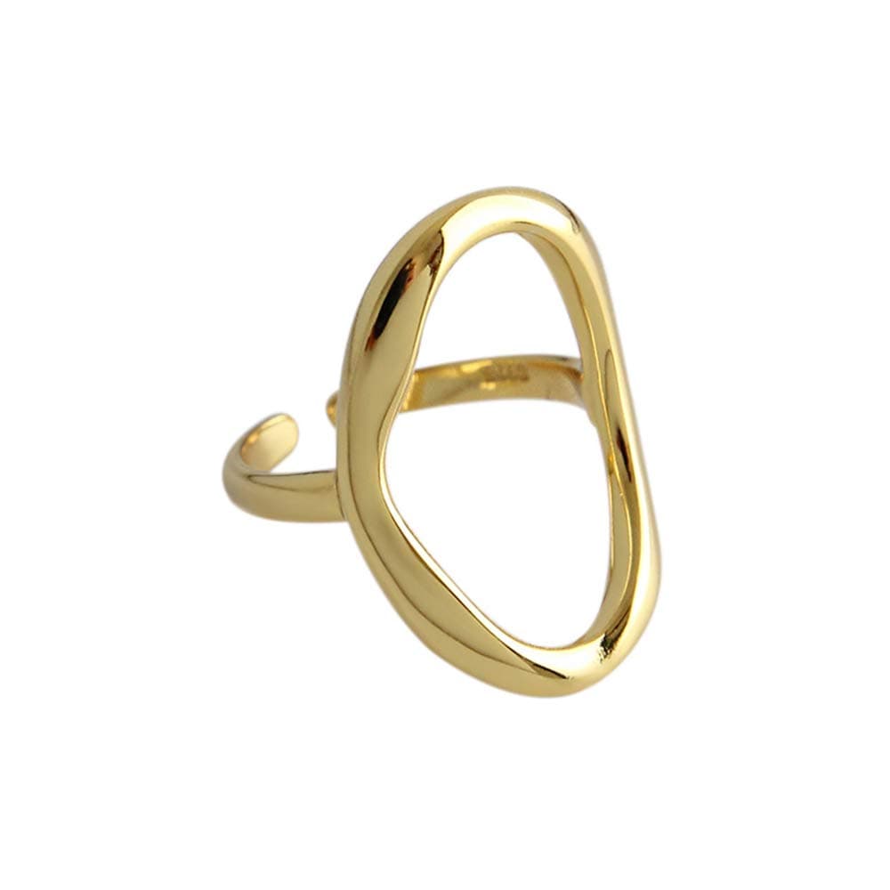 Kokoma Oval Round Sterling Silver Open Loop Geometric Ring for All Fotos