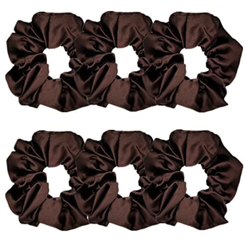 Silk Scrunchies for Women, Soft Hair Ties in Black (4.3 inch)