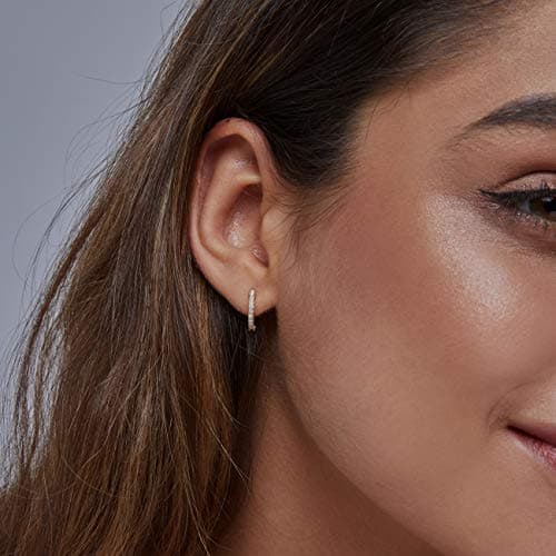 Michooyel 18K Gold Plated 925 Silver CZ Pave Hoop Earrings