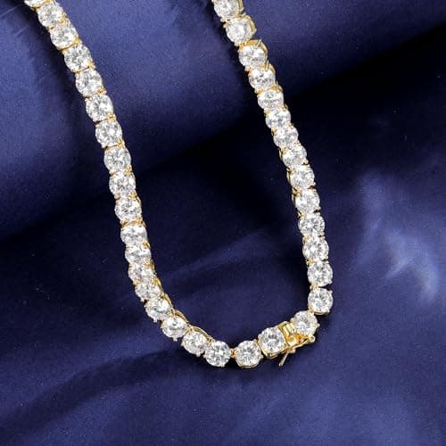 Gemsme 18K Yellow Gold Plated 6mm Round CZ Tennis Necklace