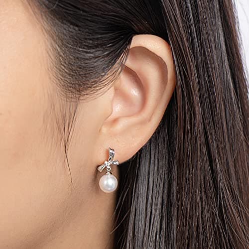 Michooyel Hypoallergenic Sterling Silver Freshwater Pearl & Cubic Zirconia Drop Earrings