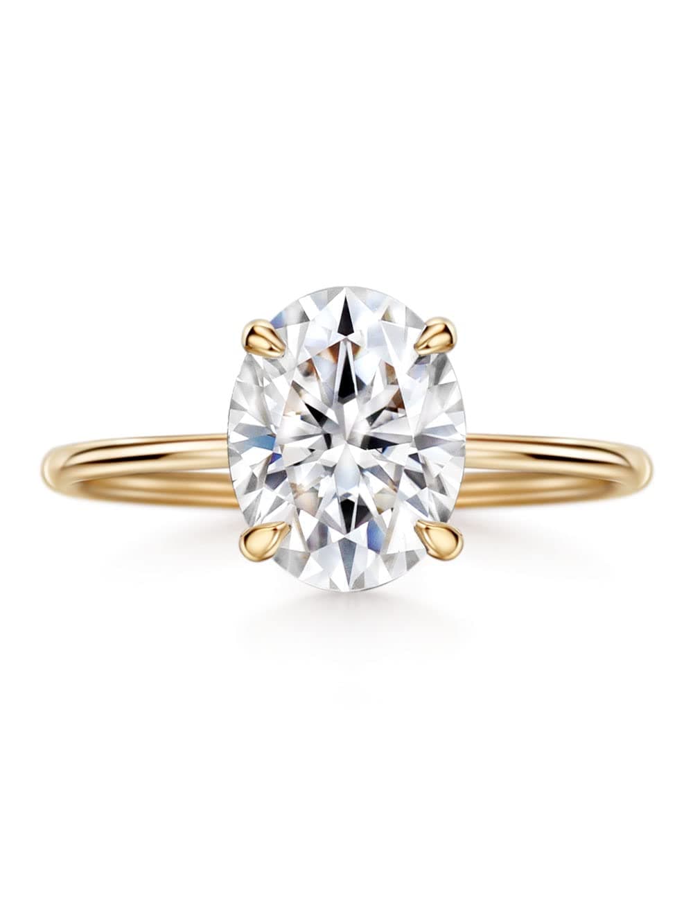 Michooyel 18K Gold 2ct Oval Cut Moissanite Engagement Rings for Women VVS Clarity Fine Jewelry