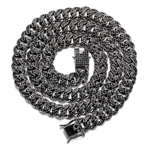 Halukakah Gold Chain for Men - The Royal - Iced Out 14/20MM 18k Real Gold/Platinum White Gold/Rose Gold/Rhodium Black Plated Diamond Cuban Link Chain Necklace Bracelet - Lab Diamonds Prong Set - Great Gift Idea