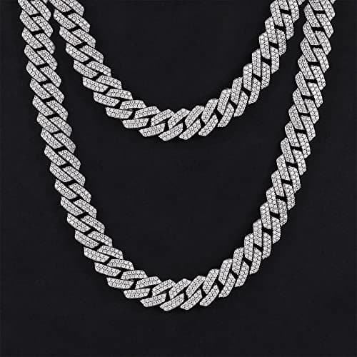 OLVLUS Iced Out 14mm Diamond Cubic Zirconia Cuban Link Choker for Men & Women