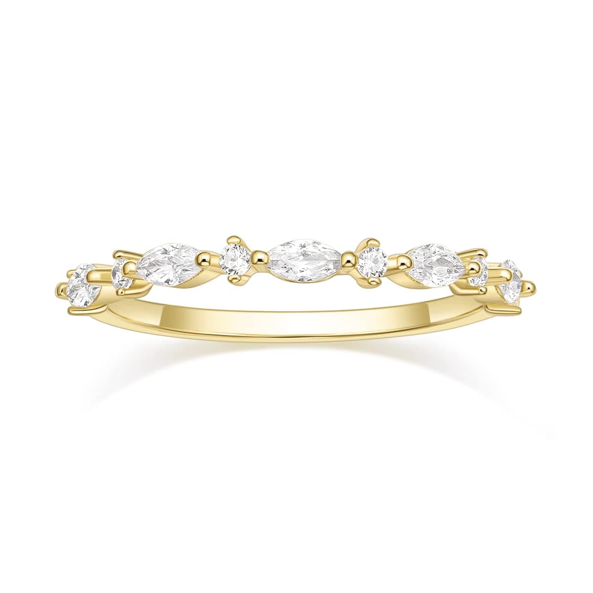 Thin Stacking Ring with Half Cubic Zirconia for Women