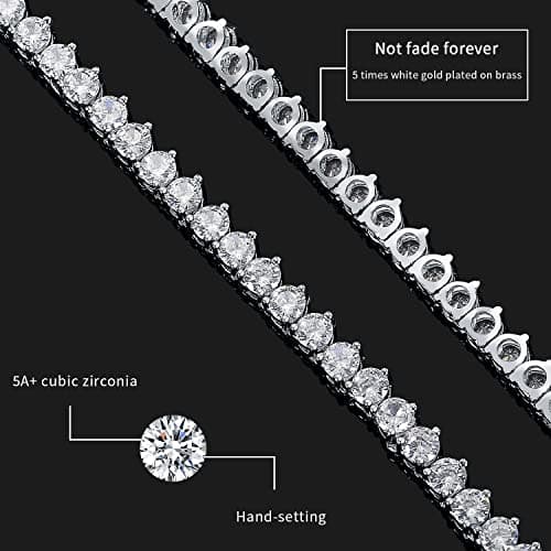 MOFEIJEWEL 18K White Gold Plated 5A Cubic Zirconia Tennis Necklace
