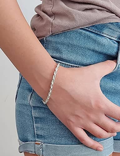 Waitsoul Diamond-Cut Silver/Gold Box/Rope Bracelet for Women/Men