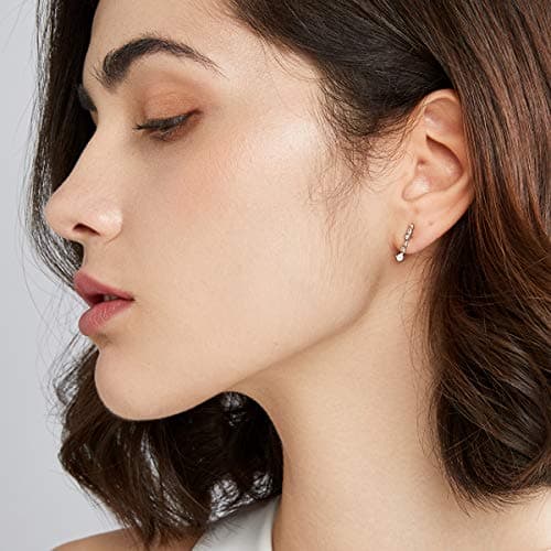 Michooyel S925 CZ Baguette Stud Earrings for Women