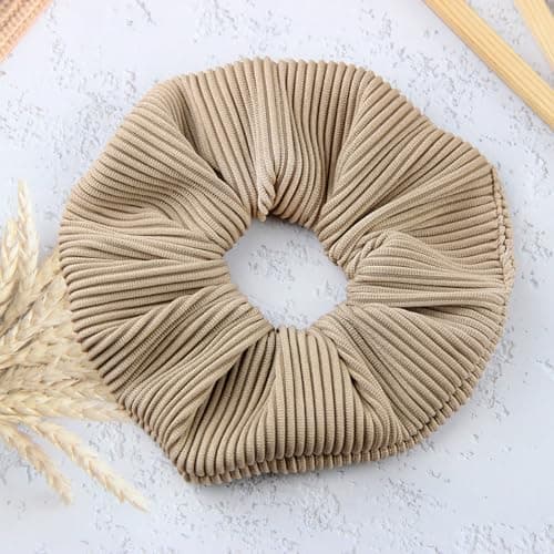 Big, Soft Scrunchies for Thick Hair - 6PCS, Black, Coffee, Off White, Pink, Purple, Khaki