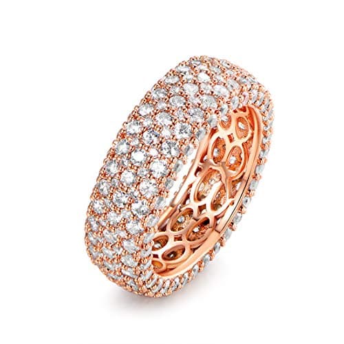 Barzel Women's 18k White/Rose Gold Plated Wide Eternity Ring