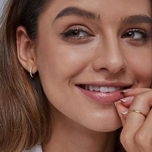 Michooyel 18K Gold Plated 925 Silver CZ Pave Hoop Earrings