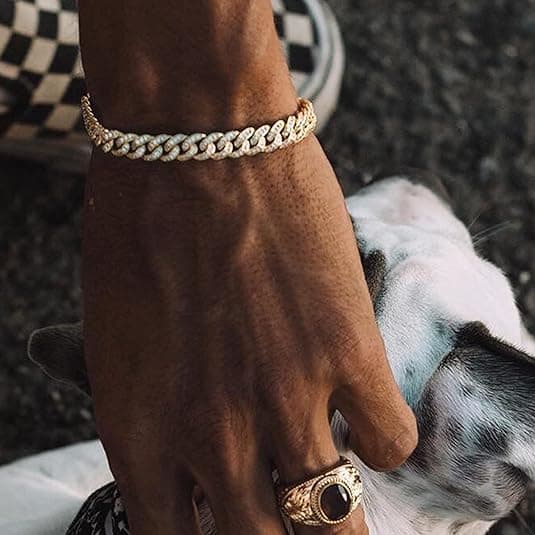 Senteria 2 Pcs Cuban Link Bracelet for Men Women