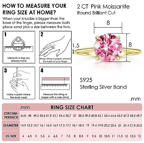 Michooyel 18K Gold Plated Moissanite Engagement Ring for Women, 2.0ct PINK/BLUE/GREEN/VIOLET Moissanite Solitaire Promise Ring, Round Brilliant Cut, VVS Simulated Diamond 925 Sterling Silver Rings

Refined Title:
18K Gold Plated Moissanite Women's