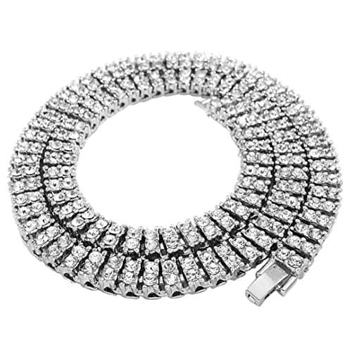 NIV'S Bling 14K Gold Plated Iced Lab Diamond 2 Row Tennis Necklace