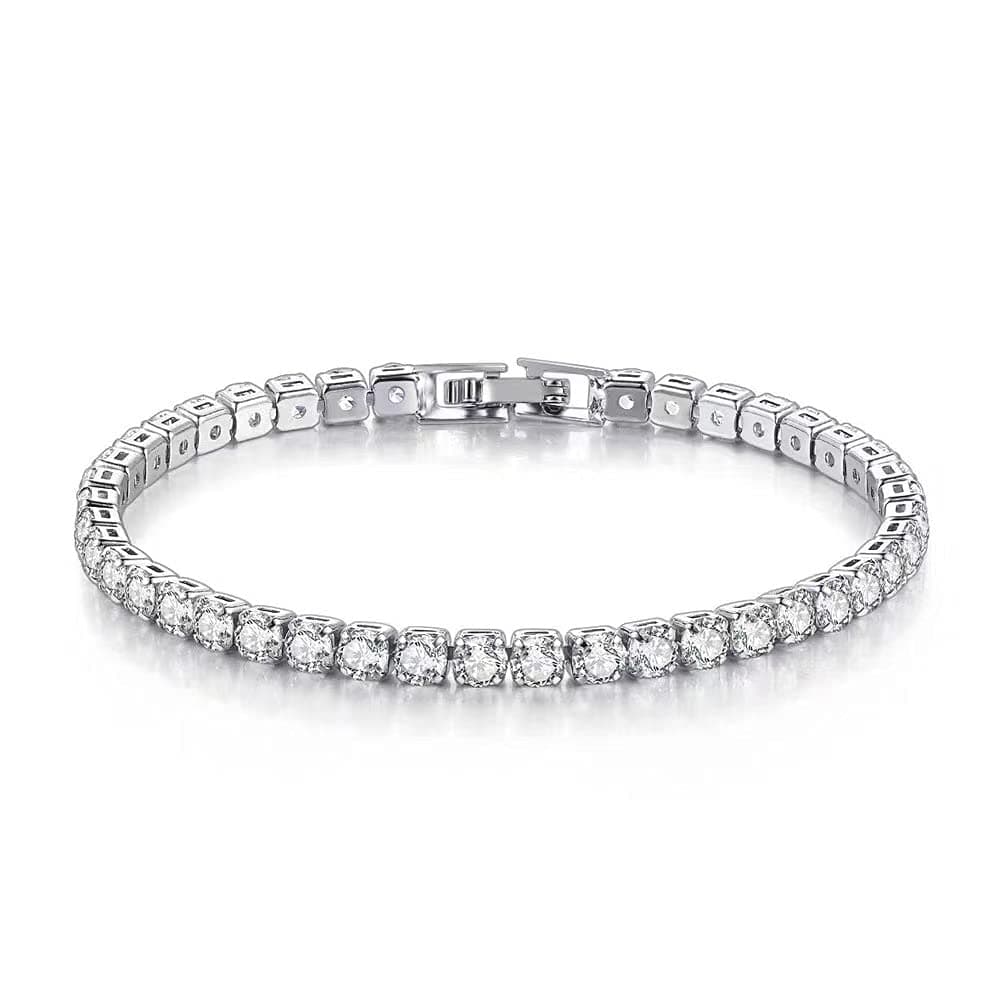 Lizeboy Sterling Silver Plated Zirconia Tennis Bracelet, Gold or Silver, Women & Men