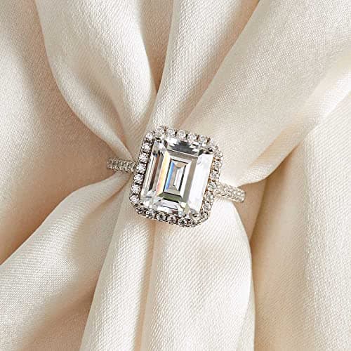 Michooyel S925 4.0ct Emerald Cut Engagement Ring for Women