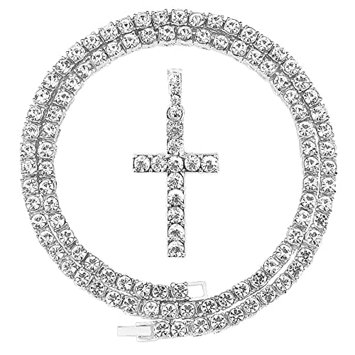 HH Bling Empire Diamond Cross Pendant Necklace 24 Inch