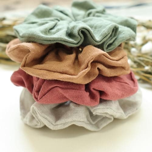 Linen Hair Scrunchies for Women and Girls