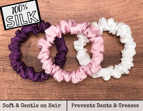Celestial Silk Mulberry Scrunchies - Small, Plum, Pink, White