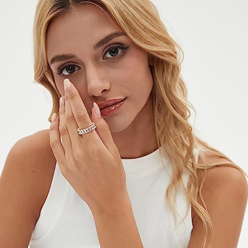 VOPIPO Adjustable Gold Plated CZ Leaf Double Cubic Zirconia Ring for Women