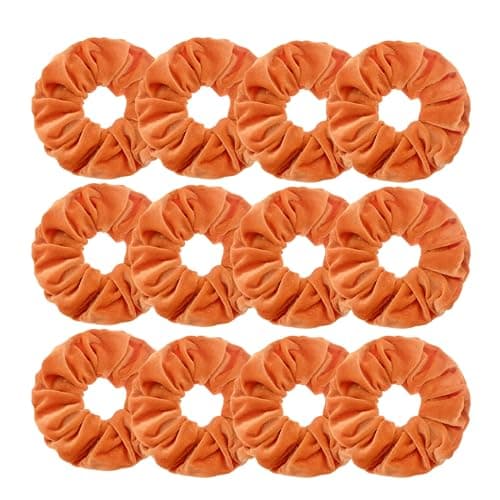 Large Yellow Velvet Scrunchies for Thick Hair (12pcs)