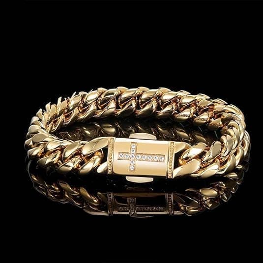14k Gold Cuban Bracelet for Men & Women - Mesh Design Valentine's Day Gift