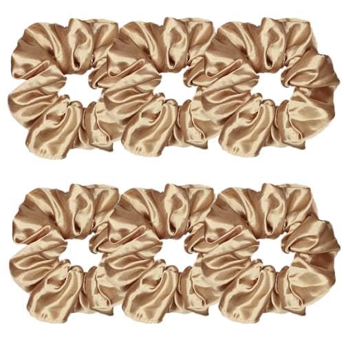 Sufermoe 6pcs Satin Silk Hair Scrunchies, Soft Black Hair Ties for Women and Girls