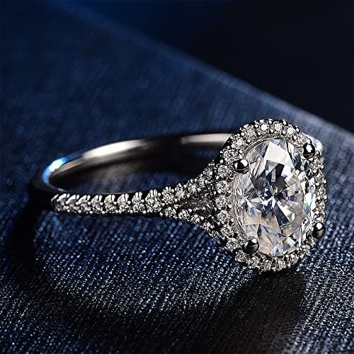 HAFEEZ CENTER 14k Gold 1.5ct Oval Hola Moissanite Engagement Ring for Her