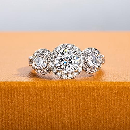 AimiIee 1.4-2.2cttw Moissanite Engagement Ring, D Color VVS1 Clarity, 925 Sterling Silver