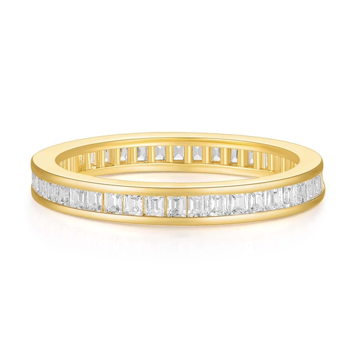 Shinylso Women's Princess Cut CZ Eternity Ring Gold/Silver/Rose Gold