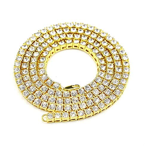 LARDROK Hip Hop Bling CZ Sparkling Cool Tennis Necklace for Men